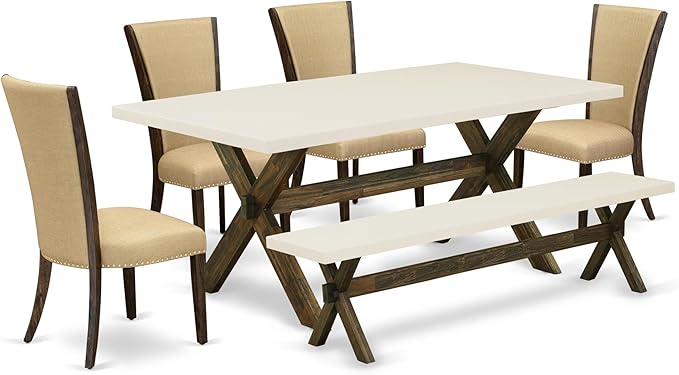 East West Furniture X727VE703-6 6 Piece Dining Room Table Set Contains a by EastWestFurniture