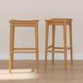 Plank+Beam Smythe Bar Stool, Sturdy Wood Modern Kitchen Bar Height Stool by PlankBeam
