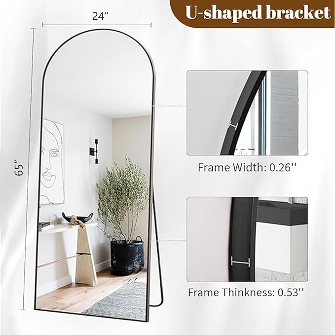 Koonmi Arched Full Length Mirror, Standing Hanging or Leaning Full Body Mirror - Image 7