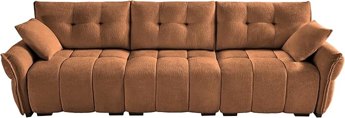 Modern Chenille Fabric 3-Seat Sofa w/ 2 Pillows, Premium Upholstery Living Room - Image 4