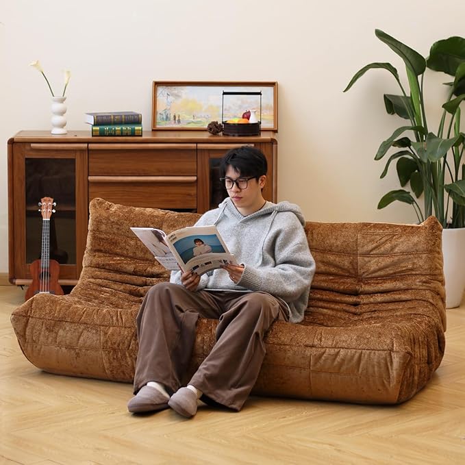N&V Fireside Chair, Mid Century Armless Floor Sofa, Soft Premium Chenille Floor - Image 3