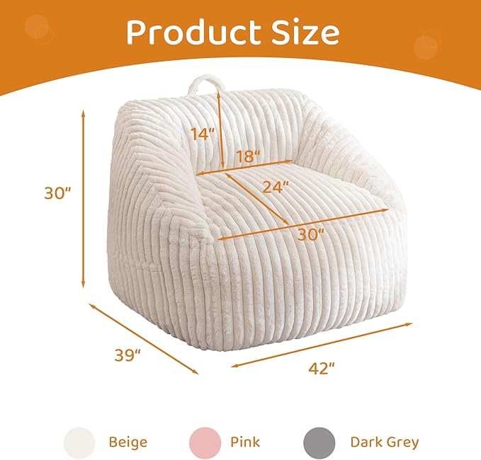 BYBYME Giant Bean Bag Chair for Adults and Kids, Large Comfy Cozy Beanbag - Image 2
