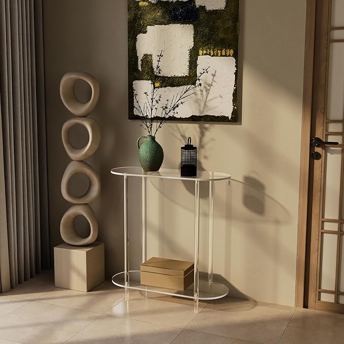Acrylic Console Table, 29.5" Small Entryway Table, Living Room, Easy Assembly - Image 2