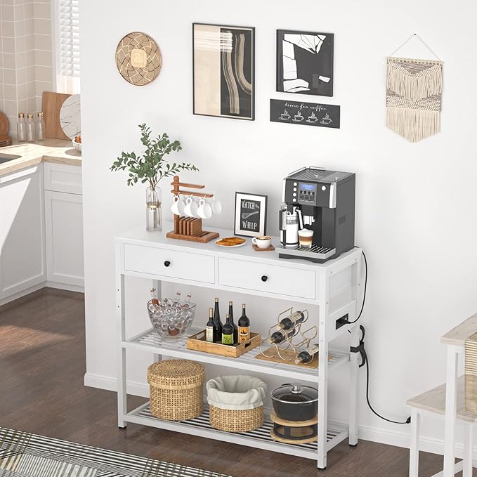 Ecoprsio Entryway Table with Outlets and USB Ports, Console Table with 2 Drawers - Image 9