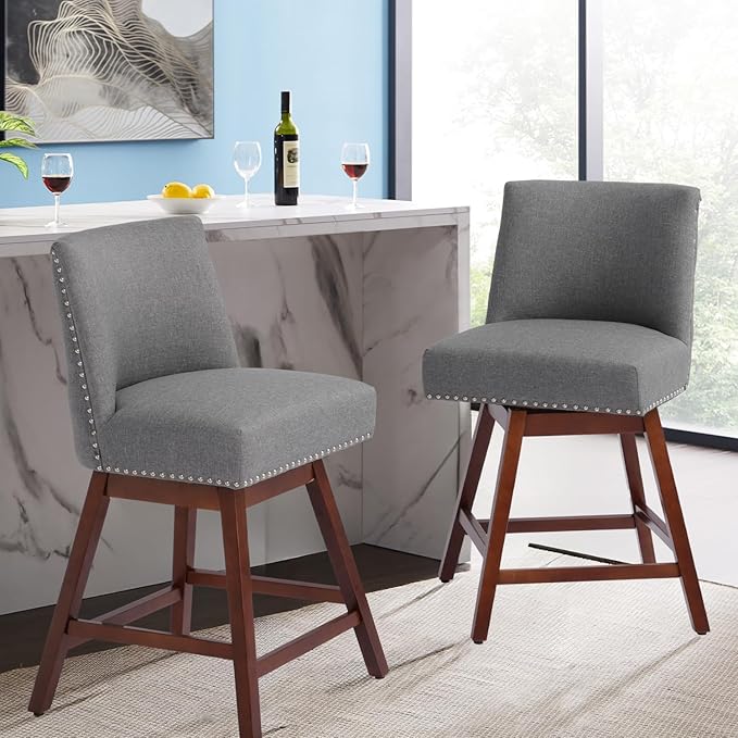Counter Height Barstools Set of 6, 360° Swivel Bar Stools - Image 4