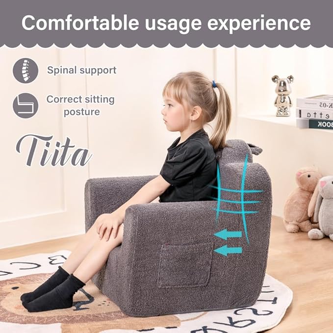Tiita Kids Couch Plush Toddler Chair, Cloud-Like Glow in The Dark Kids Sofa - Image 5