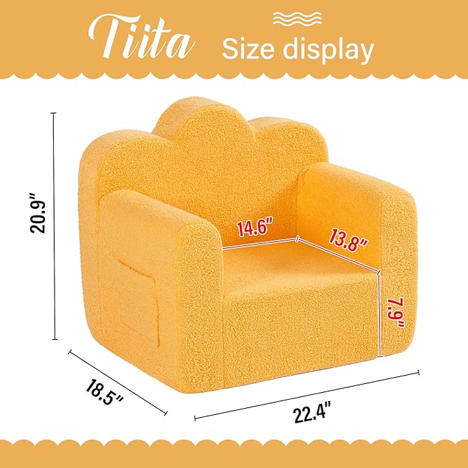 Tiita Kids Couch Plush Toddler Chair, Cloud-Like Glow in The Dark Kids Sofa - Image 3