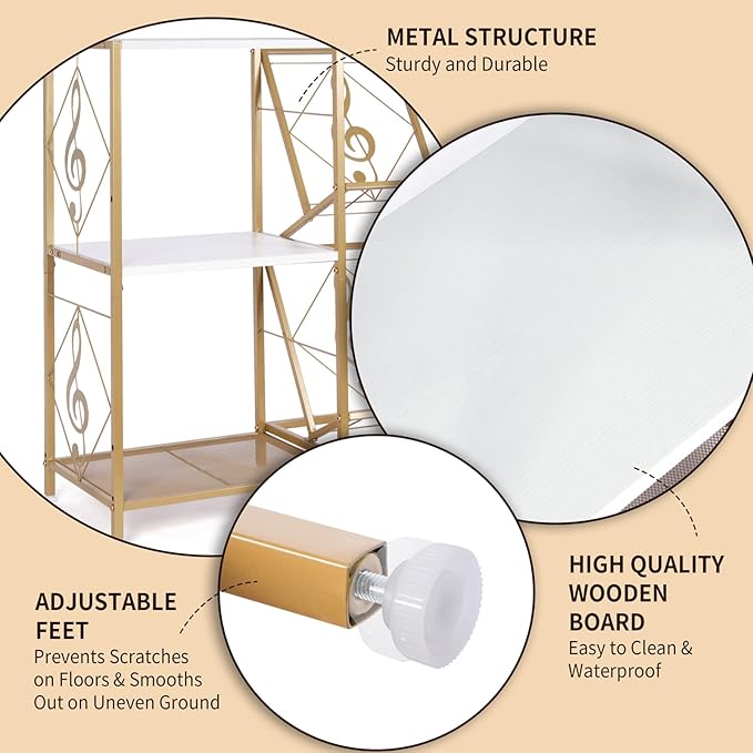 Record Player Stand with Vinyl Record Storage, Turntable Stand with 2-Tier - Image 6