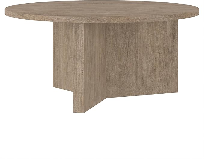 Henn&Hart 36" Round Wood Pedestal Coffee Table - Image 7