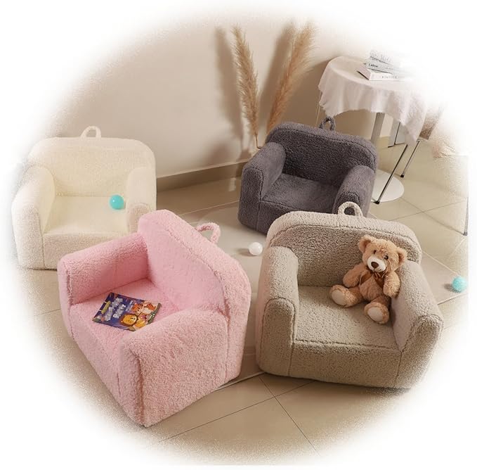 Kids Snuggly-Soft Sherpa Chair, Cuddly Toddler Foam Chair - Image 9