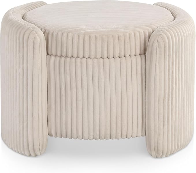 Furniture of America Lennox Modern Chenille 25-inch Round Storage Ottoman - Image 14