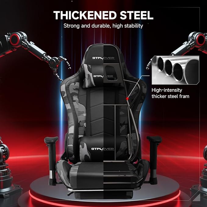 GTPLAYER Gaming Chair with Bluetooth Speakers and Footrest, Ergonomic Gamer - Image 8