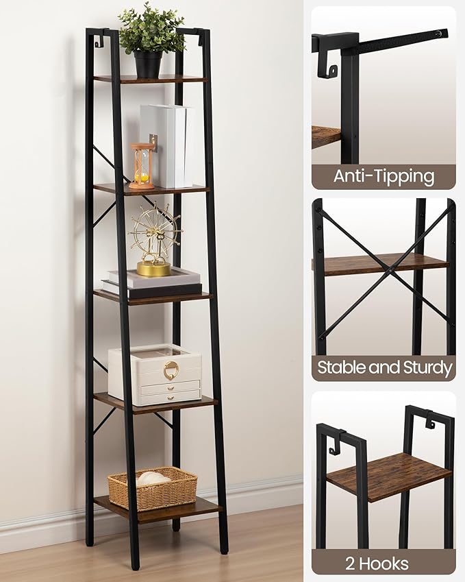 Ladder Shelf, Bookshelf Bookcase, Freestanding Corner Storage Shelve - Image 3