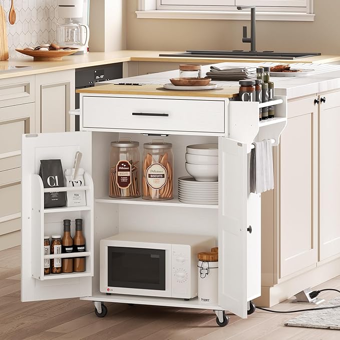 HOOBRO Kitchen Island with Power Outlet, Kitchen Storage Island with Large - Image 2