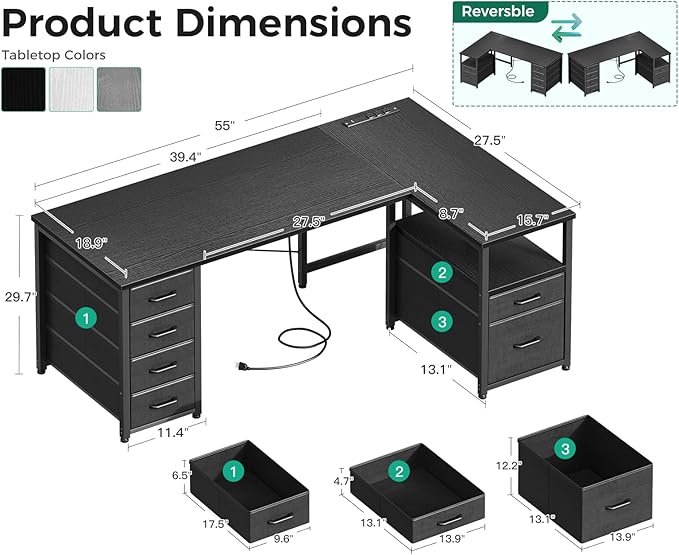 Coleshome L Shaped Computer Desk - Image 3