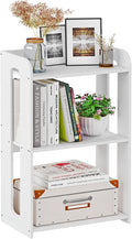 3 Tier End Table Nightstand White, Small Bookshelf by HAYOFAMY