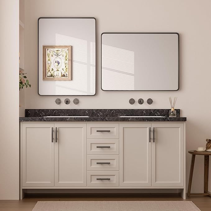 Keonjinn Black Bathroom Mirror for Over Sink, 24 x 32 Inch Matte Black Mirrors - Image 9