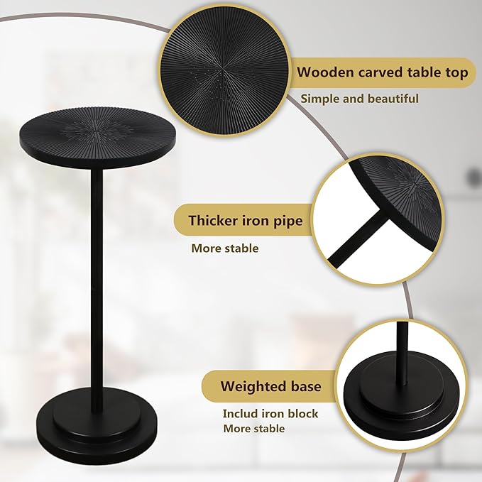 Drink Table Set of 2, Small Round Pedestal Side Table - Image 5