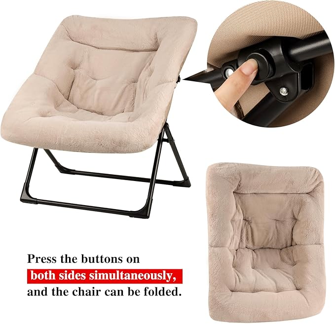 Comfy Saucer Chair for Adults, Soft Faux Fur Bedroom Chair - Image 9