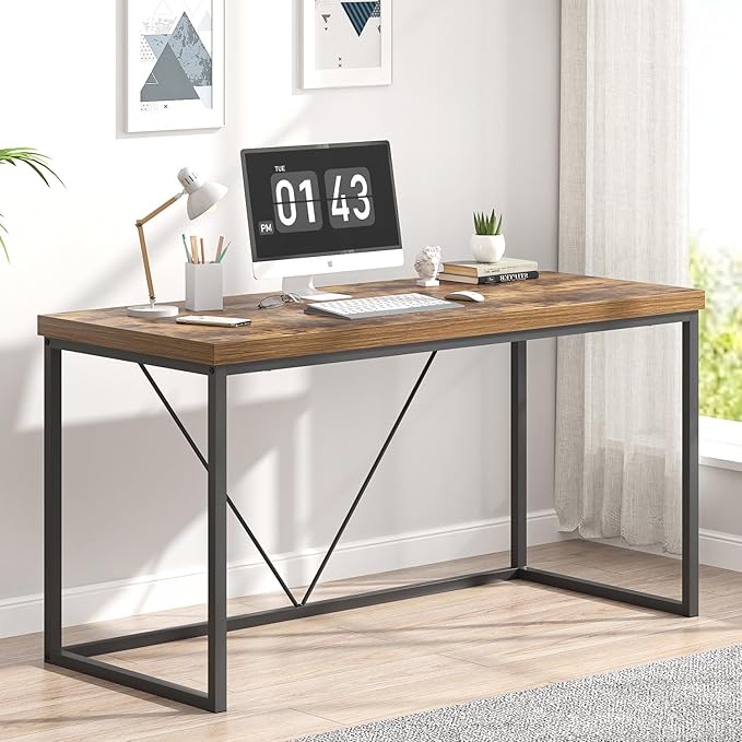 EXCEFUR Industrial Computer Desk, Wood and Metal Home Office Desk, Writing - Image 3