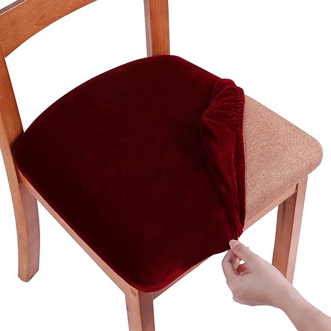 Smiry Velvet Seat Covers for Dining Room Chair Set of 2, Stretch Fit Removable by Smiry