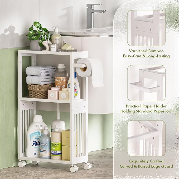 AmazerBath White Toilet Paper Holder Storage - Image 5