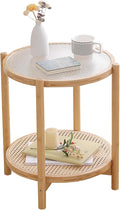 Tiita Rattan Nightstand Side Table, Bamboo Accent Bedside Tables, Glass Coffee by TiitaHome
