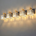 Modern Bathroom Vanity Light 5-Lights Black Gold Crystal Wall Lamp Bathroom by FDPBY