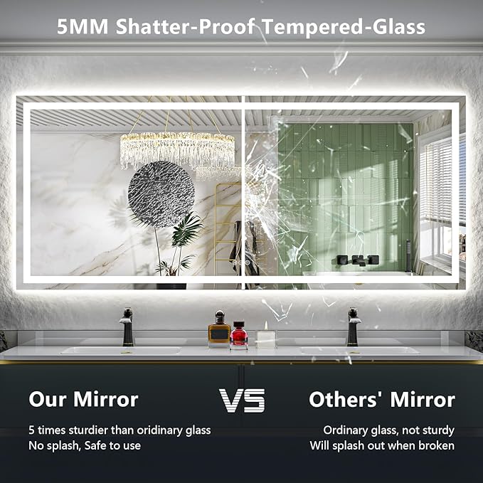 88x38 Inch LED Bathroom Mirror - Image 6