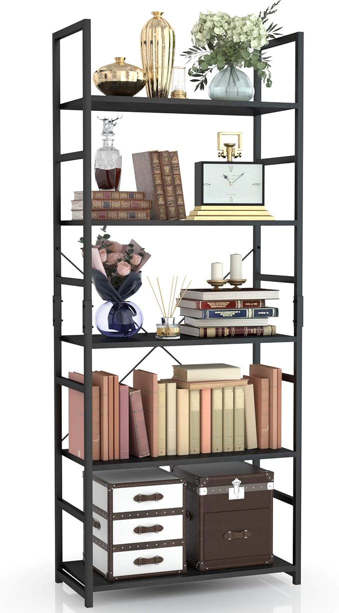 NUMENN 5 Tier Bookshelf, Tall Bookcase Shelf Storage Organizer, Modern Book by NUMENN