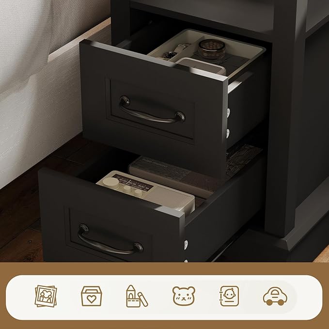 LINSY HOME End Table with Charging Station, Narrow Sofa Couch Side Table with - Image 7
