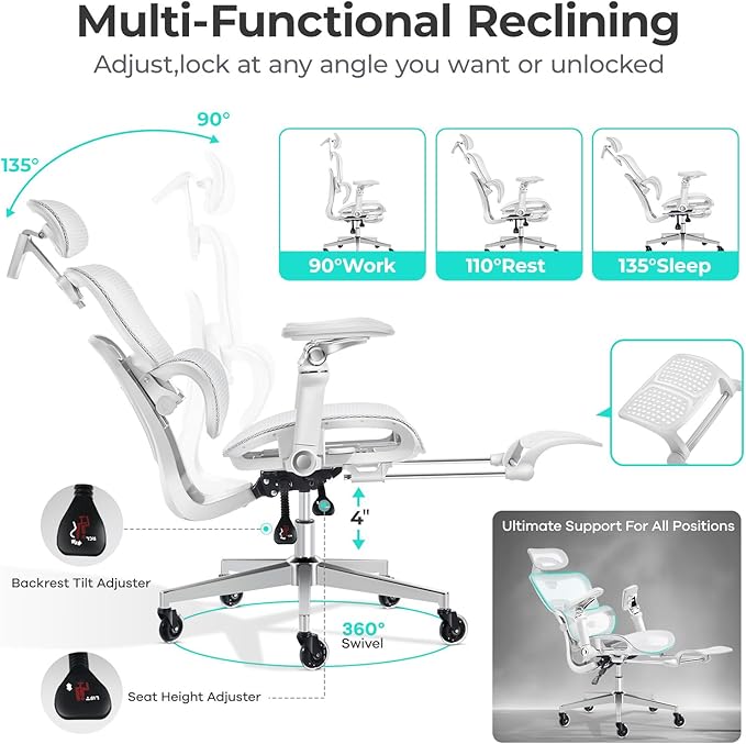 Ergonomic Office Chair with 9D Arms, Adjustable Seat Depth, 3D Lumbar Support - Image 7