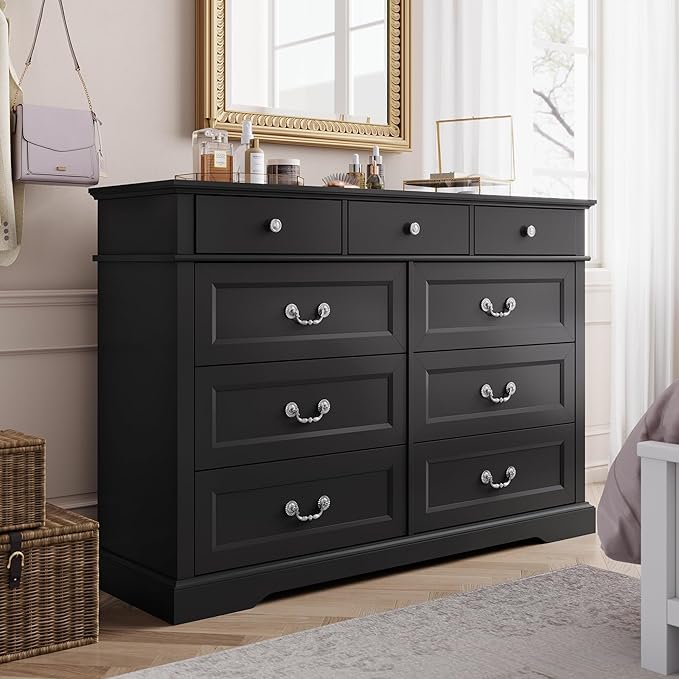 LINSY HOME 9 Drawers Dresser for Bedroom, Modern Farmhouse Large Dresser TV - Image 5