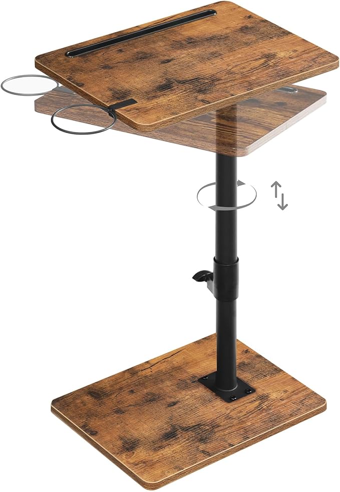 HOOBRO TV Tray Table, 360° Swivel Side Table Sofa Armrest Tray by HOOBRO