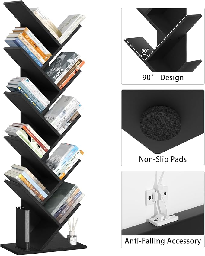 10 Tier Tree Book Shelf, Floor Standing Wood Bookshelf - Image 8