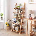 5-Tier Ladder Bookshelf, H 55" Leaning Bookshelf Storage Rack Organizer by BFECGDXT