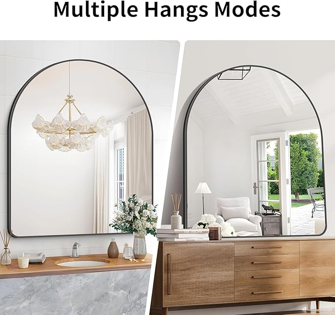 Arched Bathroom Mirror, Wall Mounted Mirror, Living Room, Vertically Hanging - Image 4
