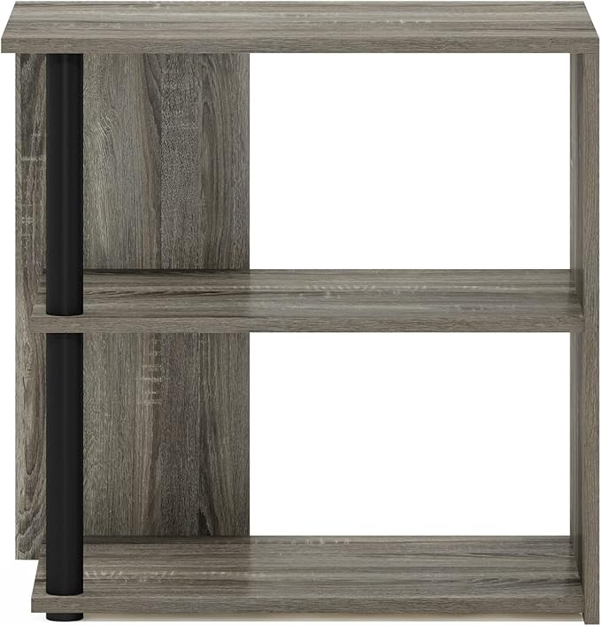 Furinno Romain 2-Tier End Table, French Oak/Black - Image 6