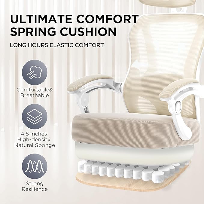 Ergonomic Office Chair with Footrest, Ultra Thick Reclining Desk Chair with - Image 4