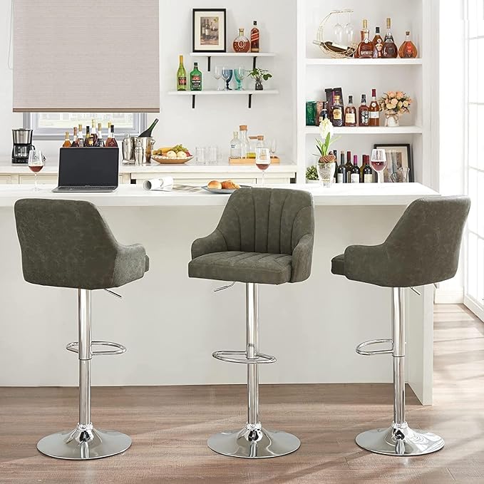 VECELO Bar Stools Set of 2, Adjustable Barstools, Counter Height Stools - Image 6