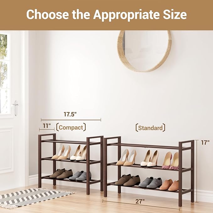Haddockway Bamboo Shoe Rack for Closet, Free Standing Shoe Organizer - Image 3