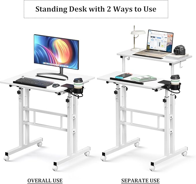 Small Standing Desk with Wheels, Mobile Stand Up Desk, Portable Standing Table - Image 9