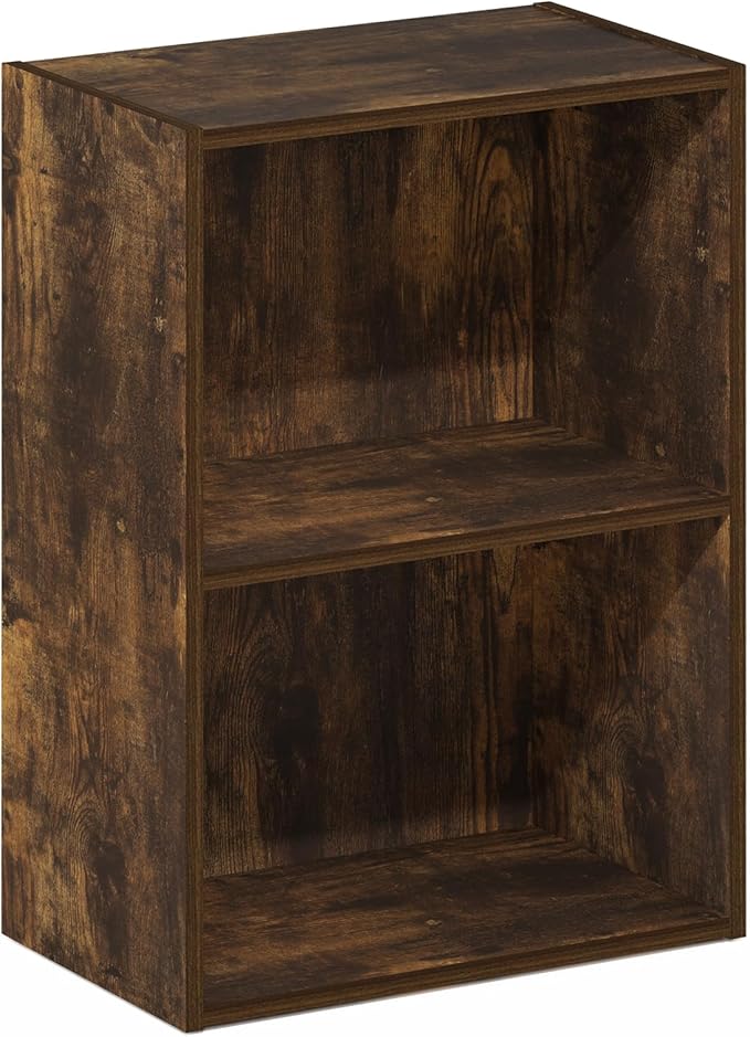 Furinno Luder 2-Tier Open Shelf Bookcase, Amber Pine - Image 5