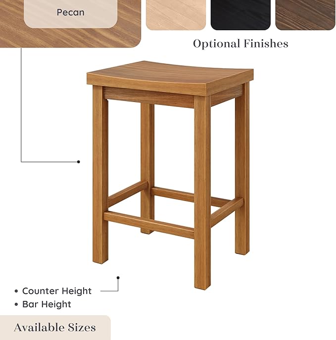 Grain & Grove Smith Collection Solid Wood Counter Height Bar Stool, 24-Inch - Image 8