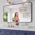 Koonmi Bathroom Mirror, 36X60 Inch Black Metal Framed Mirror by KOONMI