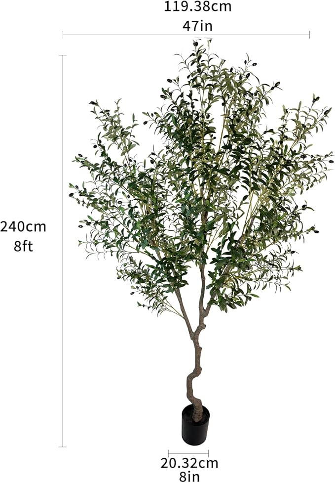 Artificial Tree Faux Olive Tree 8ft Tall Fake Olive Plant in Pot Fake Silk Tree - Image 2