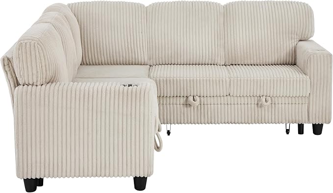 Ball & Cast Modular Sectional Sleeper Sofa Bed, L-Shaped Couch W/Pull Out Bed - Image 13