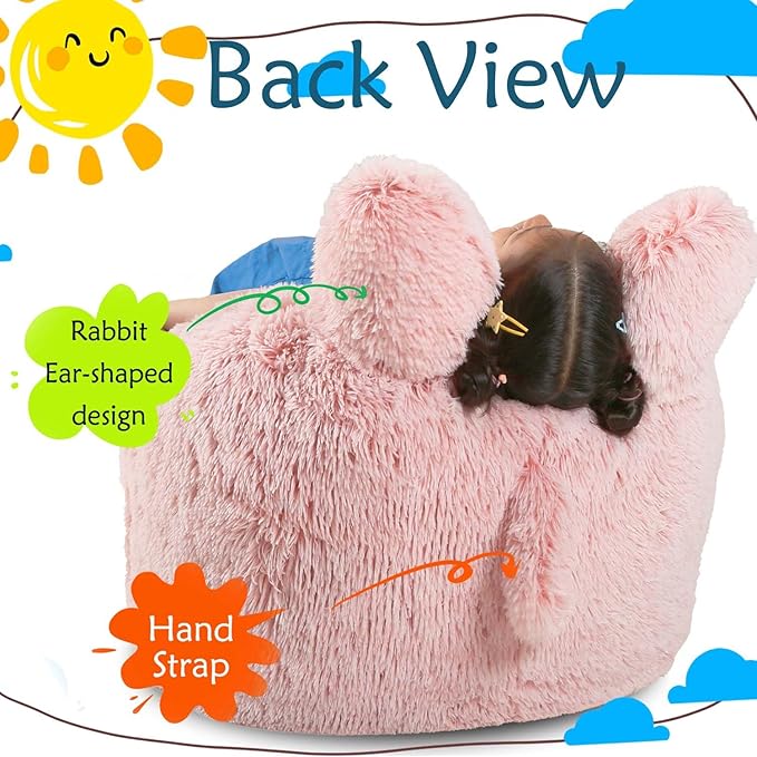 Bean Bag Chair for Kids with Plush Faux Fur Cover, 2.5FT Memory Foam Filled - Image 4