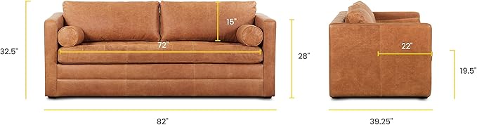 POLY & BARK Napa 82" Pull-Out Convertible Sleeper Sofa in Full-Grain - Image 3
