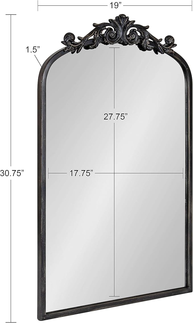 Kate and Laurel Arendahl Traditional Arch Mirror, 19 x 30.75, Antique Black - Image 4